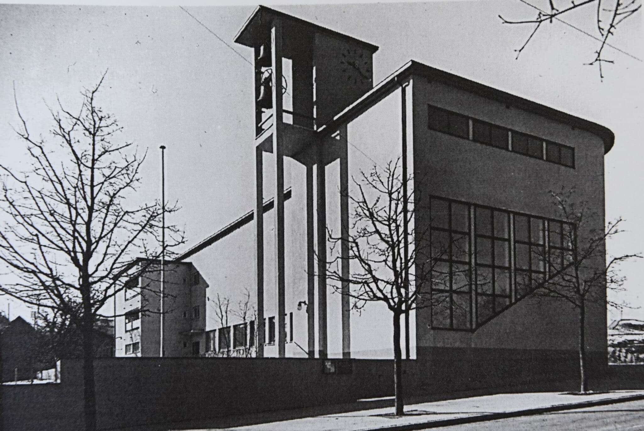 Ansicht (NO) des Urspungszustands der Brenzkirche in Stuttgart (Bild: Archiv / Evangelische Kirchengemeinde Stuttgart Nord)